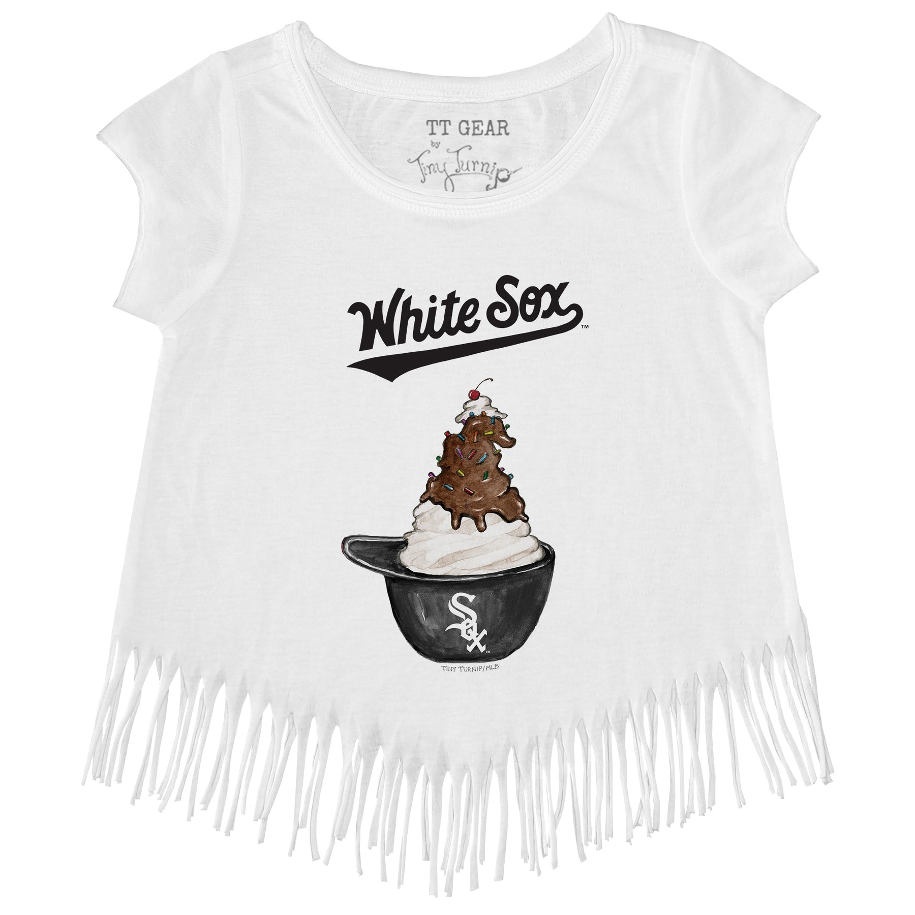 Chicago White Sox Girl Teddy Fringe Tee Youth XL (14) / Black