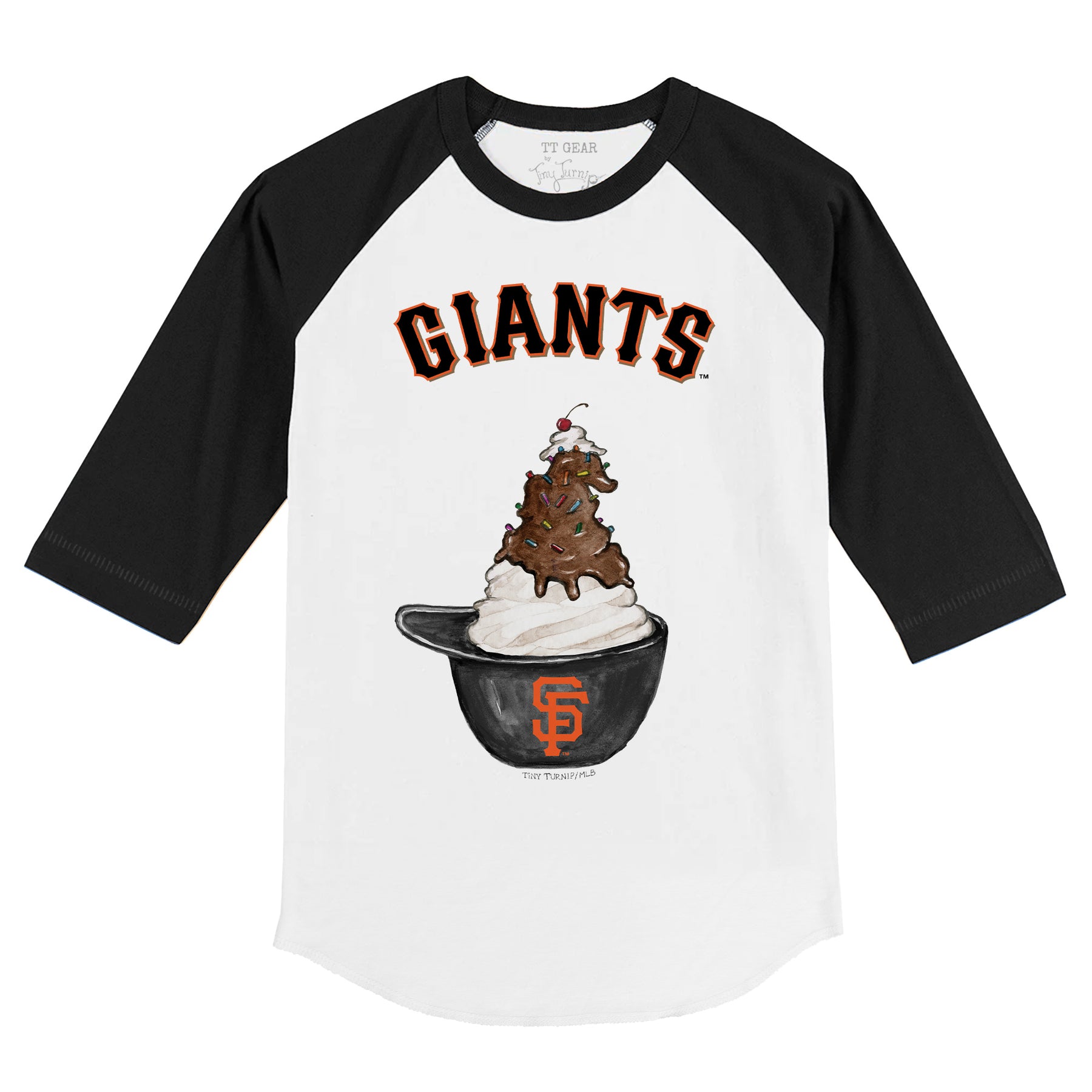 San Francisco Giants Sundae Helmet 3/4 Black Sleeve Raglan