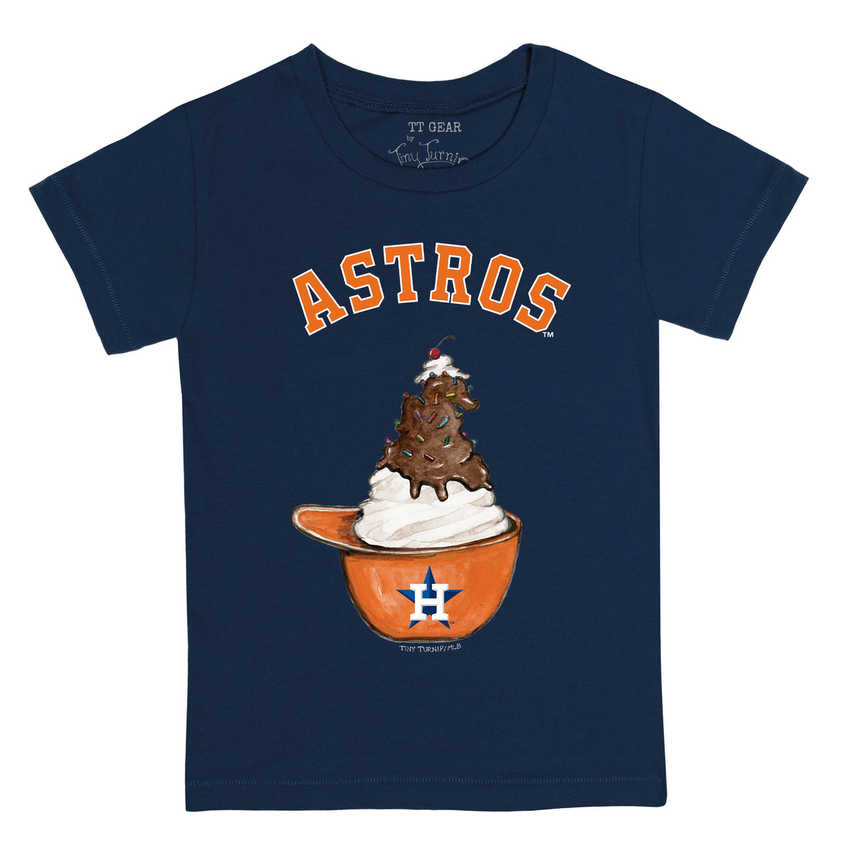 Women's Tiny Turnip White Houston Astros Sundae Helmet T-Shirt 