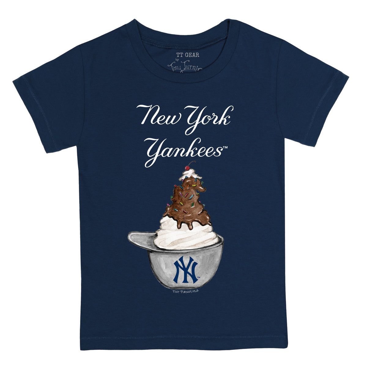 Women's Tiny Turnip White New York Yankees Hat Crossbats T-Shirt Size: 3XL
