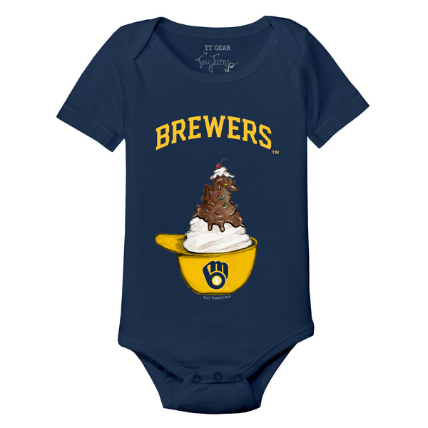 Milwaukee Brewers Sundae Helmet Short Sleeve Snapper - Tiny Turnip
