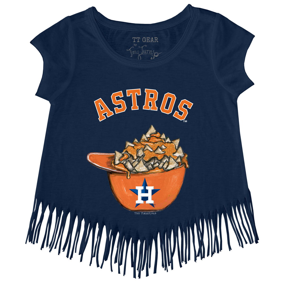 Houston Astros Tiny Turnip Girls Youth Blooming Baseballs Fringe T-Shirt -  White
