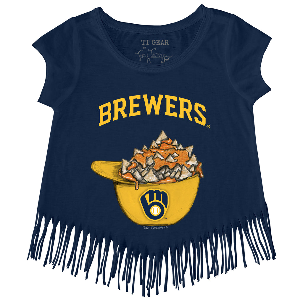 Milwaukee Brewers Tiny Turnip Women's Nacho Helmet T-Shirt - White