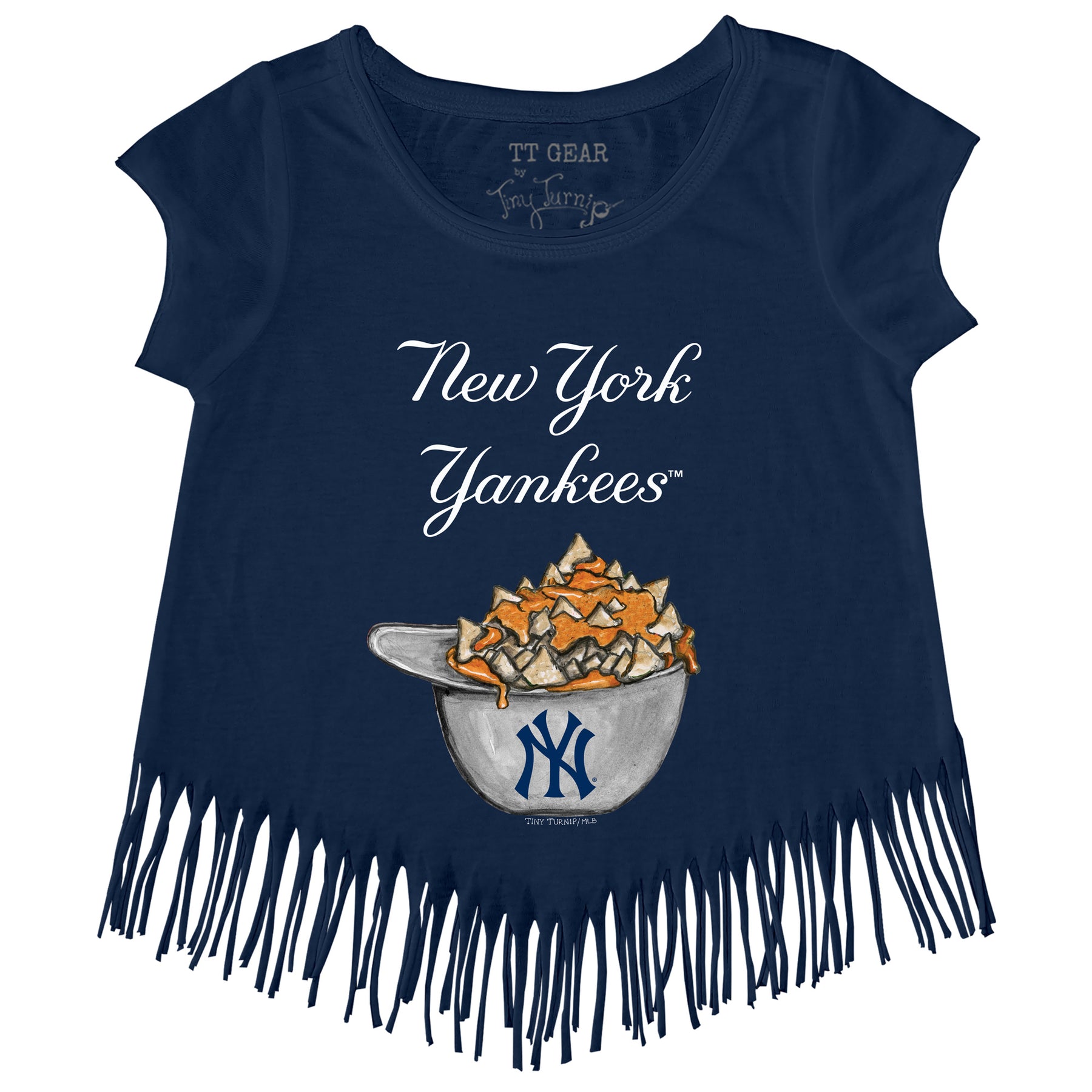 New York Yankees Nacho Helmet Fringe Tee Youth Large (10-12) / White