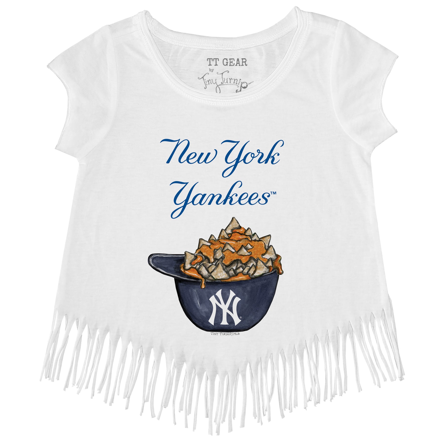 New York Yankees Nacho Helmet Fringe Tee Youth Large (10-12) / White