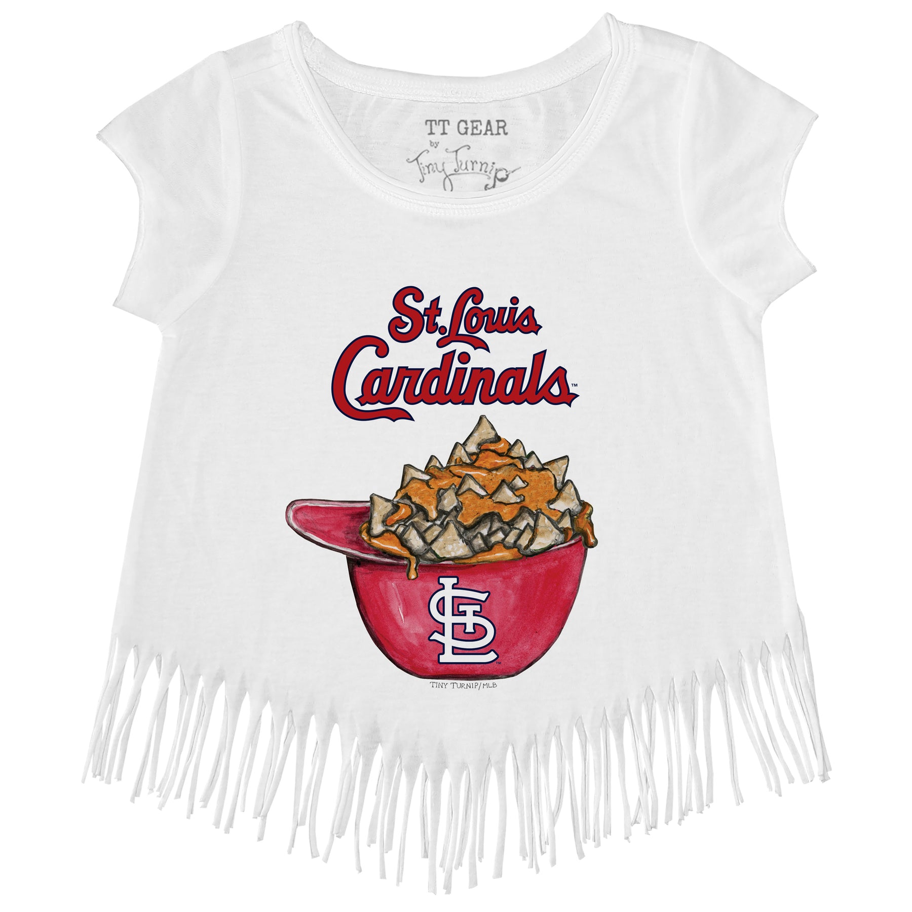 St. Louis Cardinals Tiny Turnip Girls Toddler Baseball Love Fringe T-Shirt  - Red