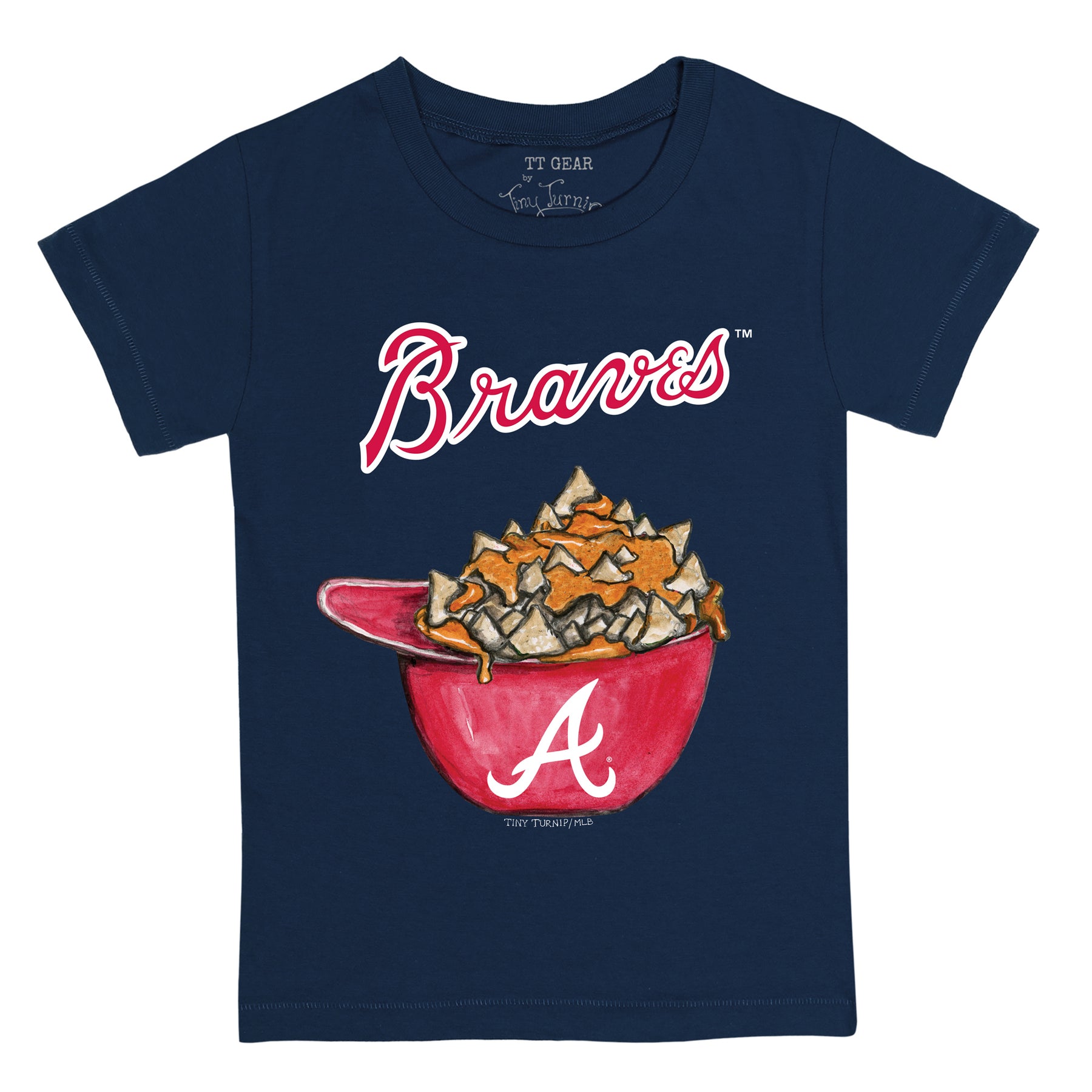 Toddler Tiny Turnip White Atlanta Braves Baseball Bow T-Shirt Size: 4T