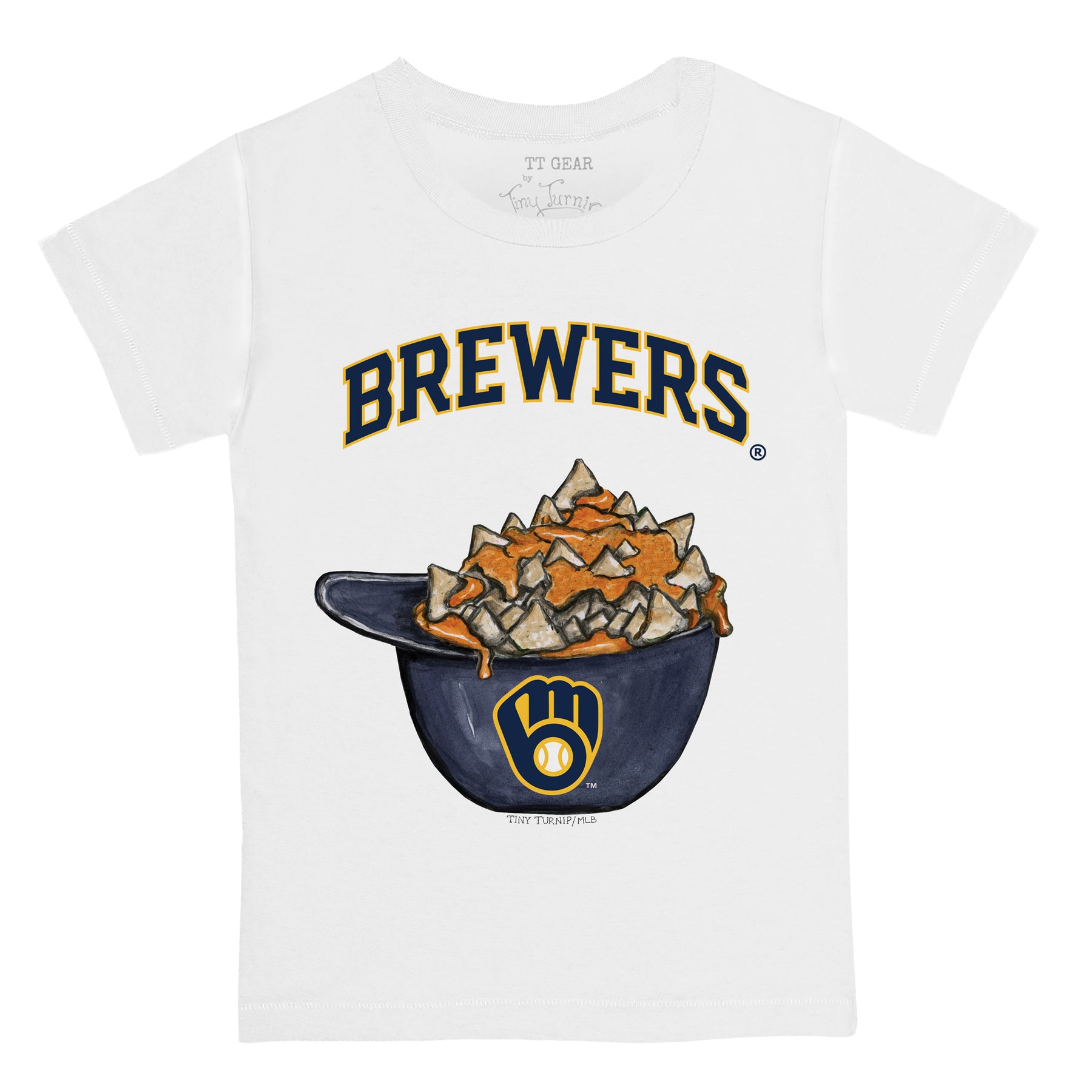 Youth Milwaukee Brewers Tiny Turnip Navy Baseball Flag T-Shirt