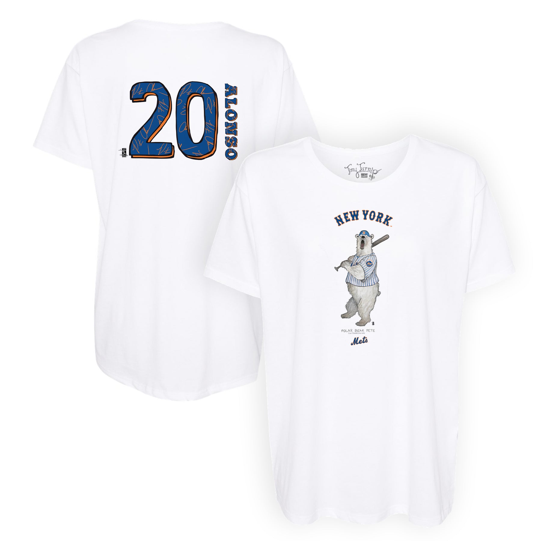 New York Mets Tiny Turnip Youth Sundae Helmet 3/4-Sleeve Raglan T-Shirt -  White/Royal