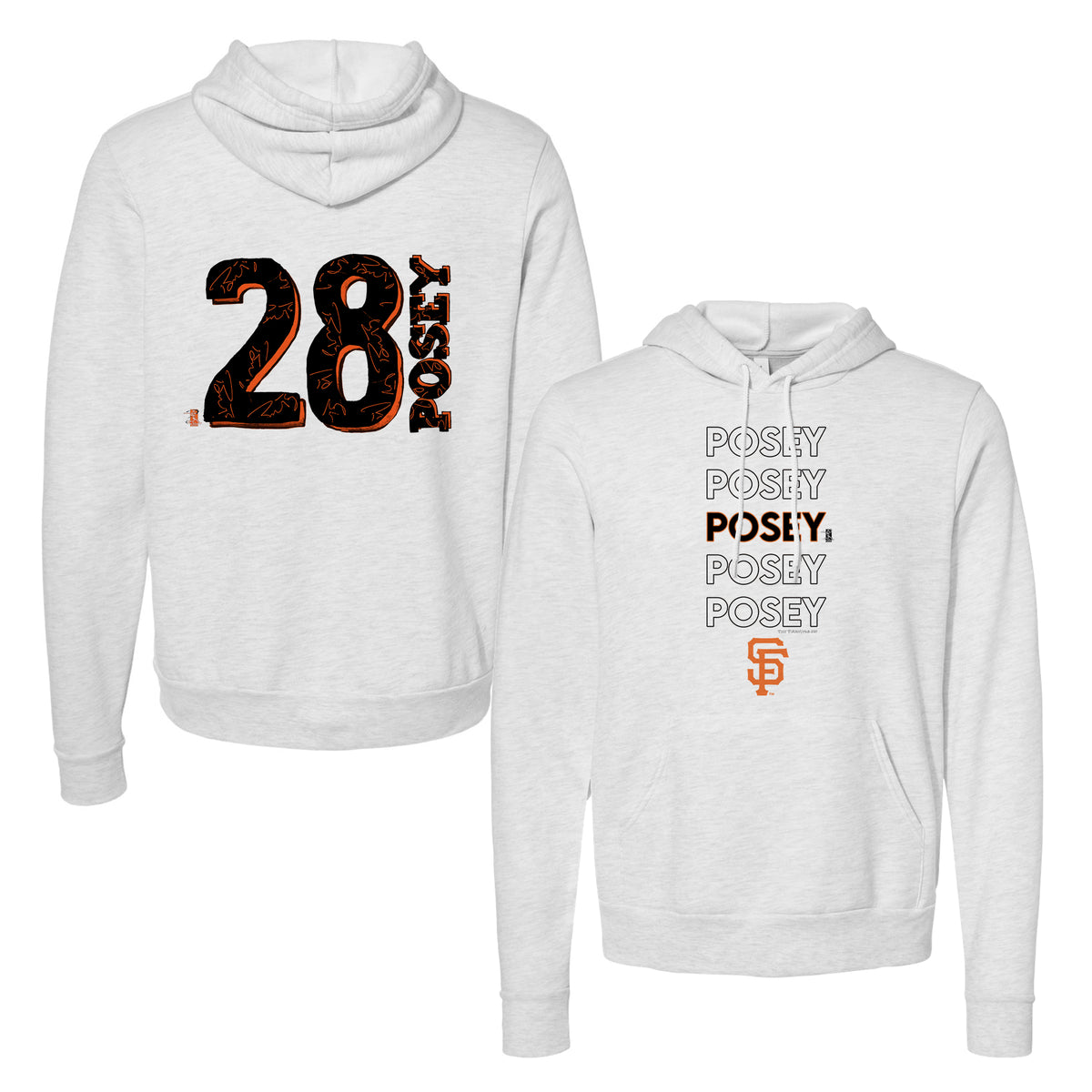 San Francisco Giants Buster Posey Stacked Unisex Heather Grey Pullover  Hoodie