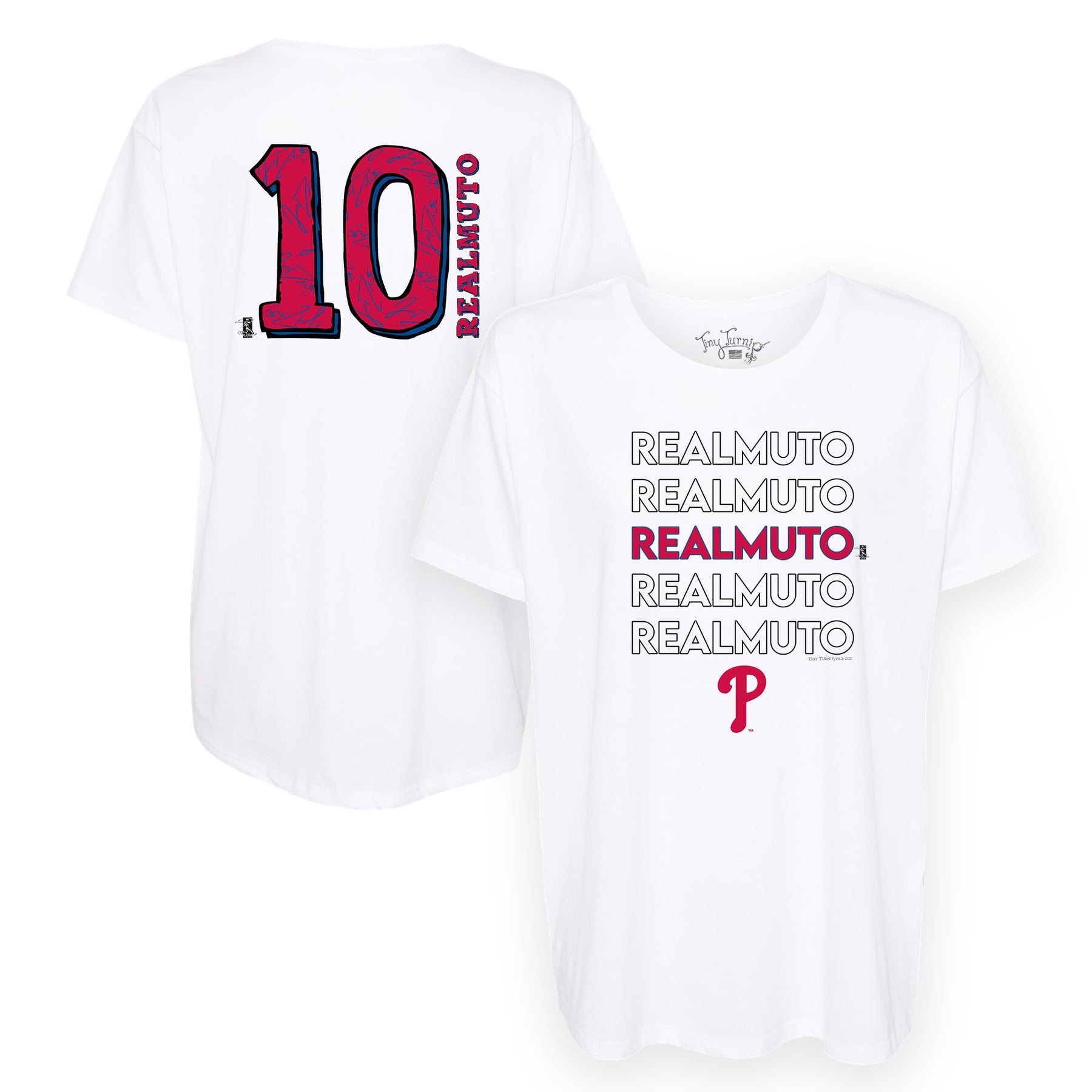 Philadelphia Phillies Tiny Turnip Women's Heart Banner T-Shirt - White