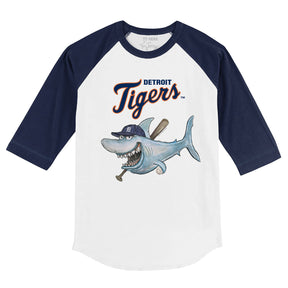 Detroit Tigers Shark 3/4 Navy Blue Sleeve Raglan