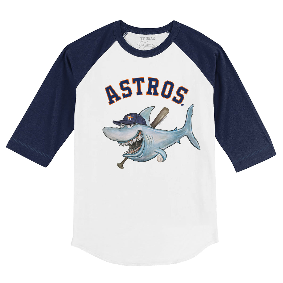 Houston Astros Shark 3/4 Navy Blue Sleeve Raglan
