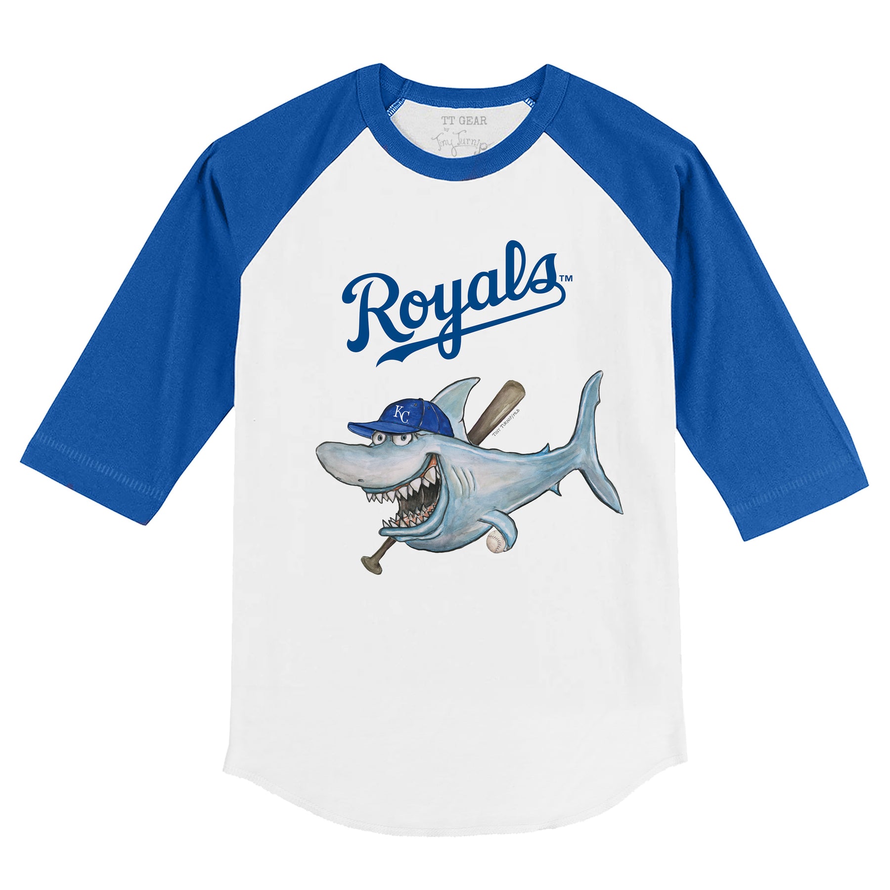 Kansas City Royals Shark 3/4 Royal Blue Sleeve Raglan