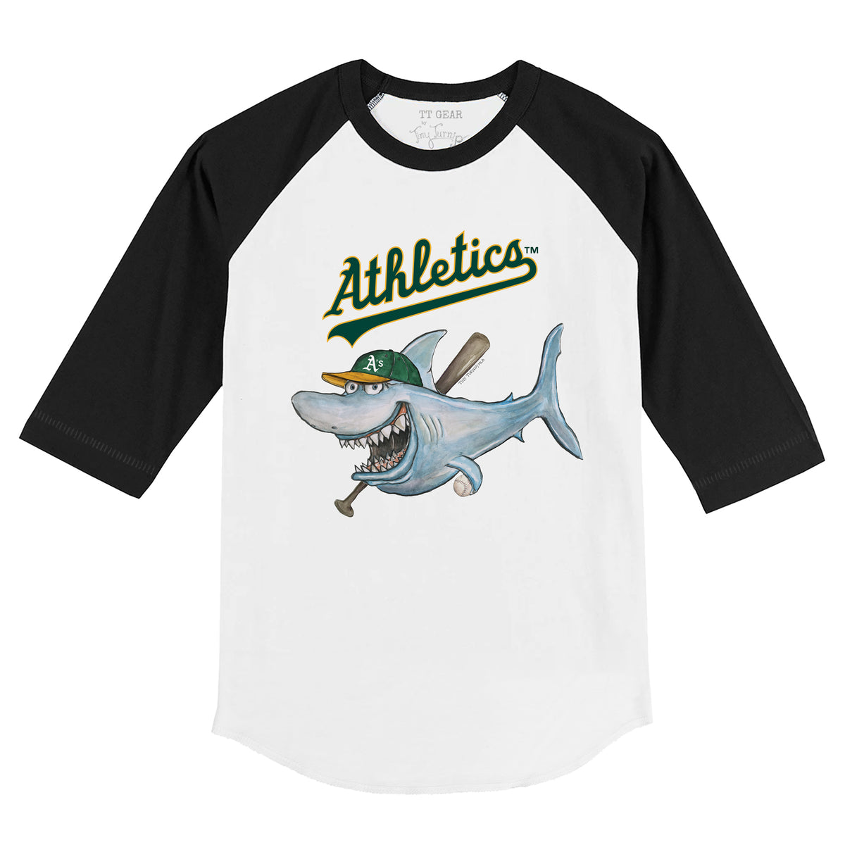 Oakland Athletics Shark 3/4 Black Sleeve Raglan