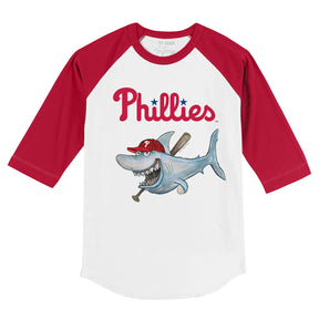 Philadelphia Phillies Shark 3/4 Red Sleeve Raglan
