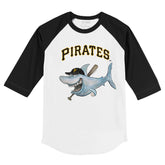 Pittsburgh Pirates Shark 3/4 Black Sleeve Raglan