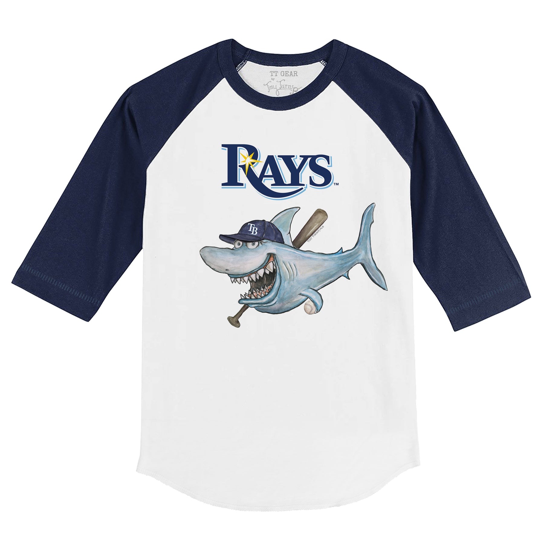 Tampa Bay Rays Shark 3/4 Navy Blue Sleeve Raglan