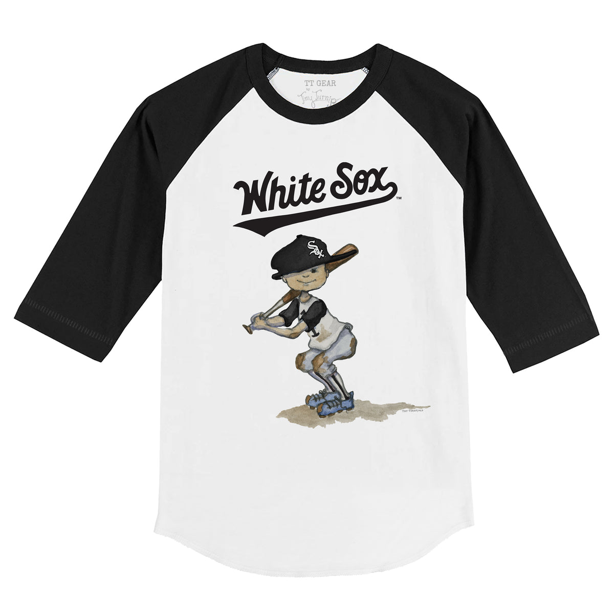Women's Tiny Turnip Black Chicago White Sox Baseball Flag T-Shirt Size: 3XL