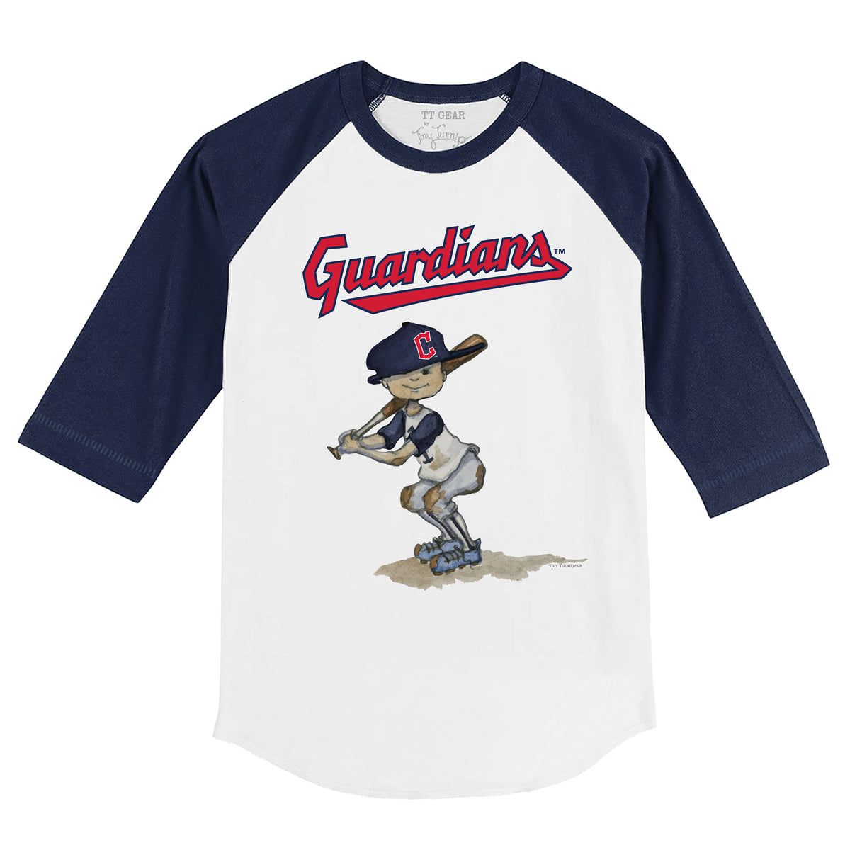 Women's Tiny Turnip Navy Cleveland Guardians Blooming Baseballs T-Shirt Size: Small