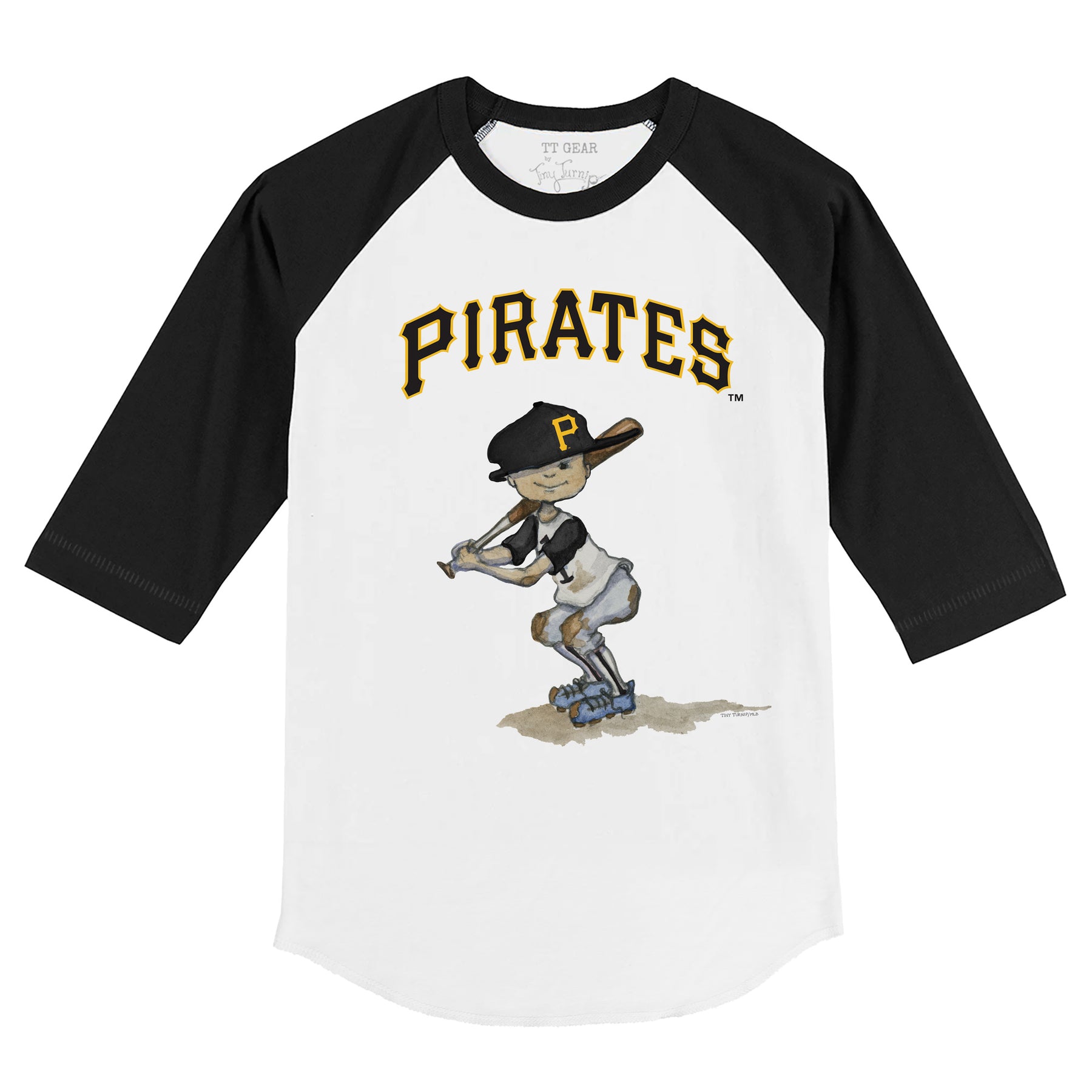 Pittsburgh Pirates Slugger 3/4 Black Sleeve Raglan Youth Large (10-12)