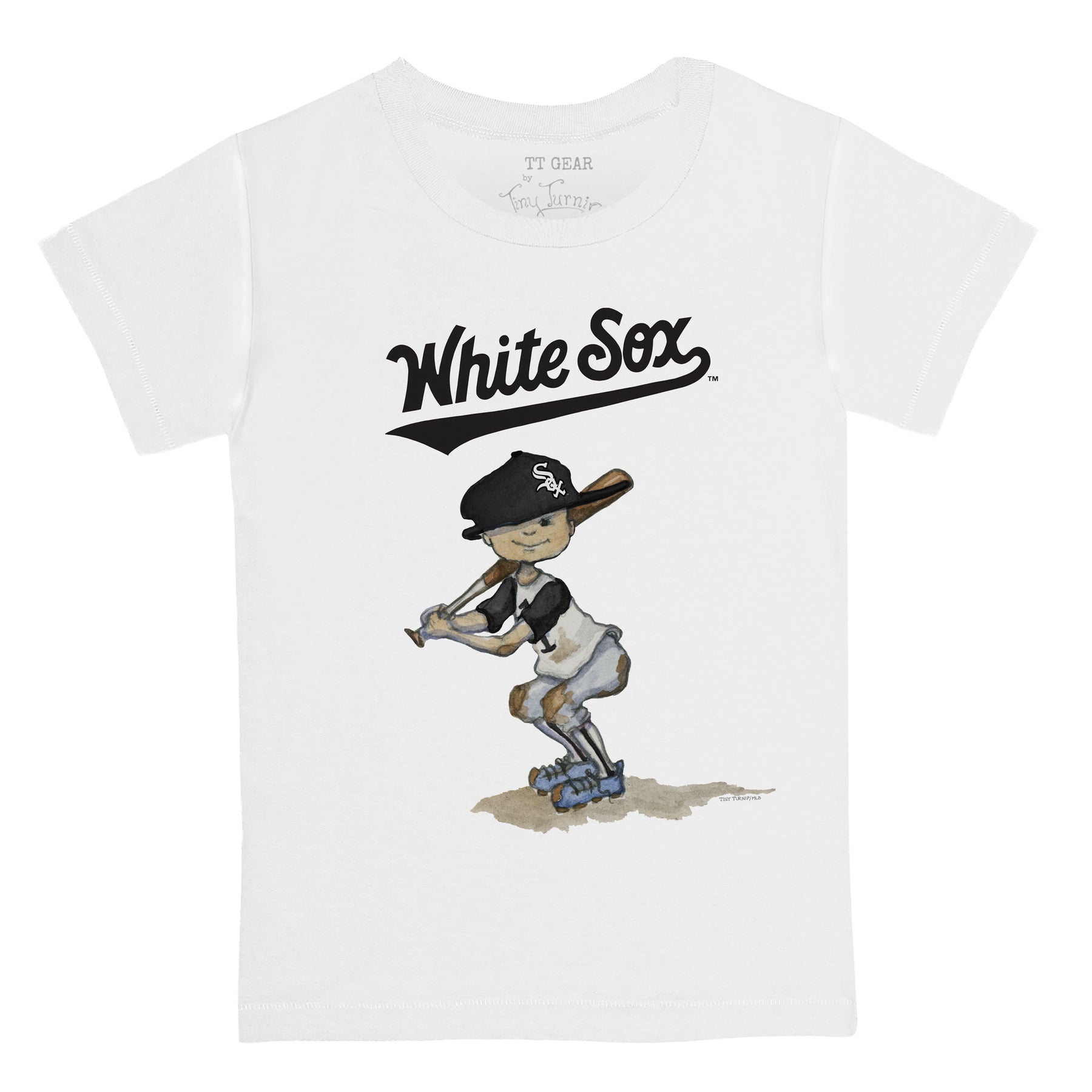 Women's Tiny Turnip White Chicago Sox Baseball Flag T-Shirt Size: Extra Large