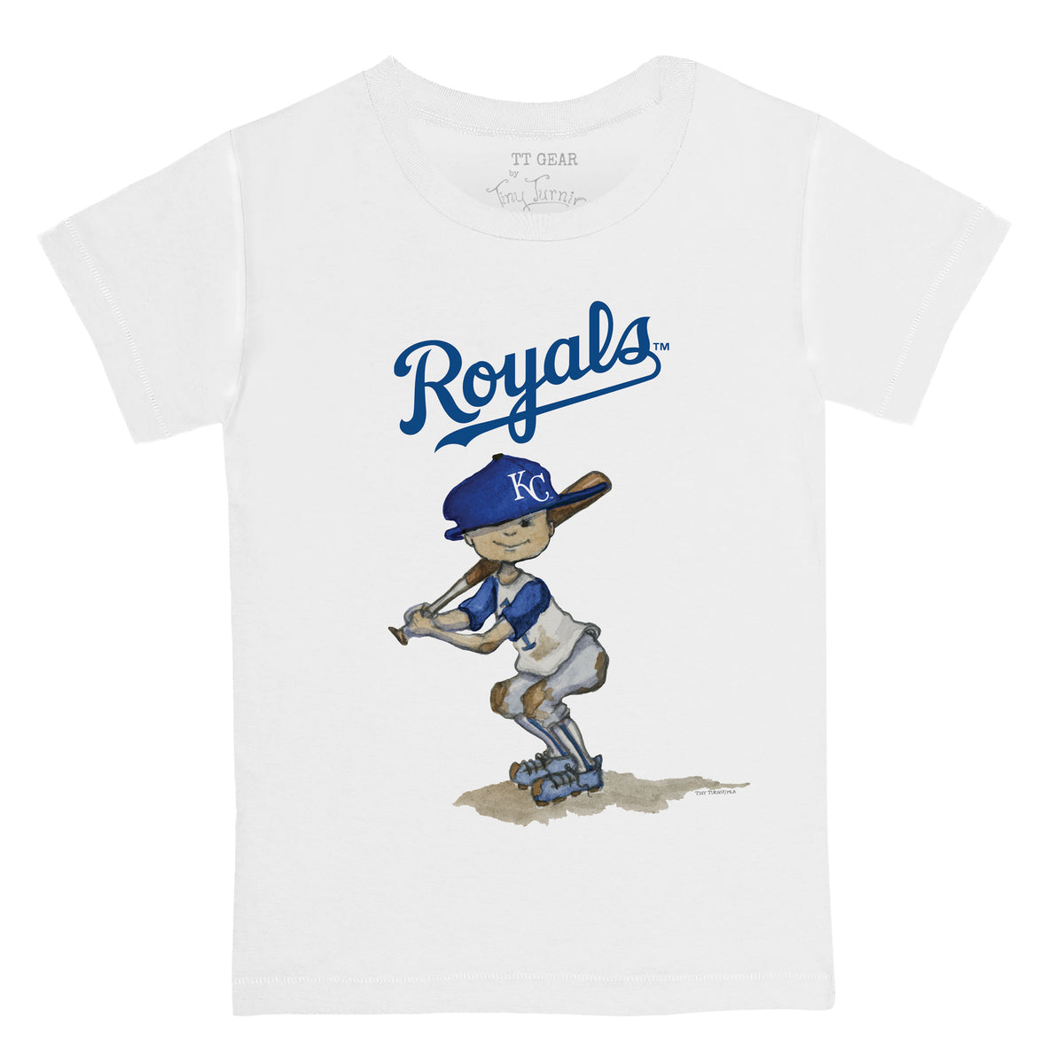 Youth Tiny Turnip White/Royal Kansas City Royals Baseball Tear 3/4-Sleeve Raglan T-Shirt Size: Medium