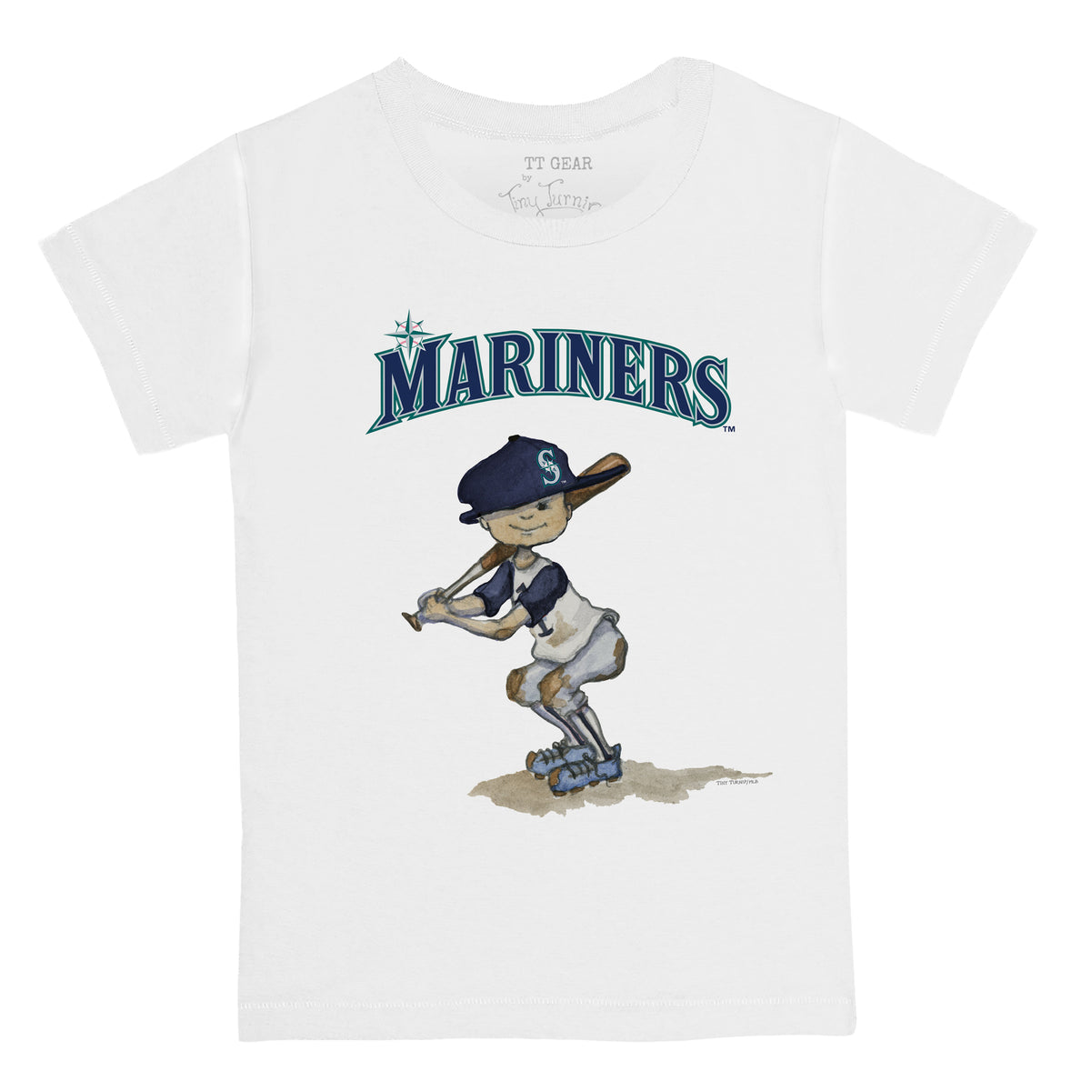 Seattle Mariners Tiny Turnip Girls Youth Tiara Heart Fringe T-Shirt - Navy