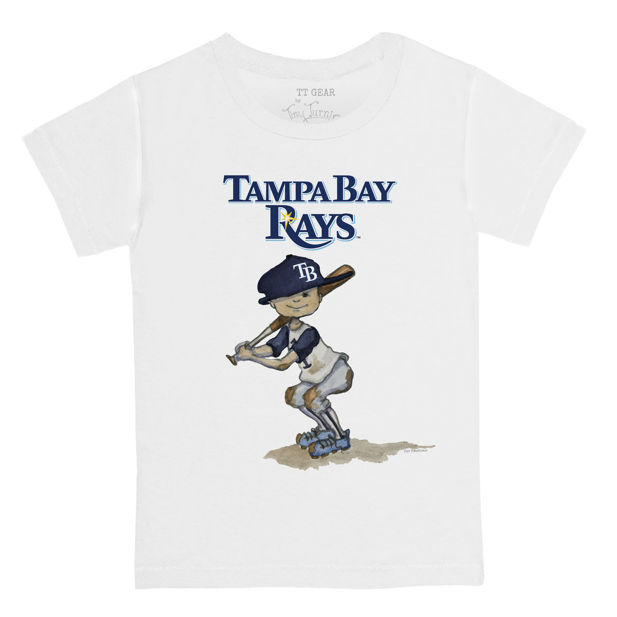 Tampa Bay Rays Tiny Turnip Women's Baseball Cross Bats 3/4-Sleeve Raglan T- Shirt - White/Navy