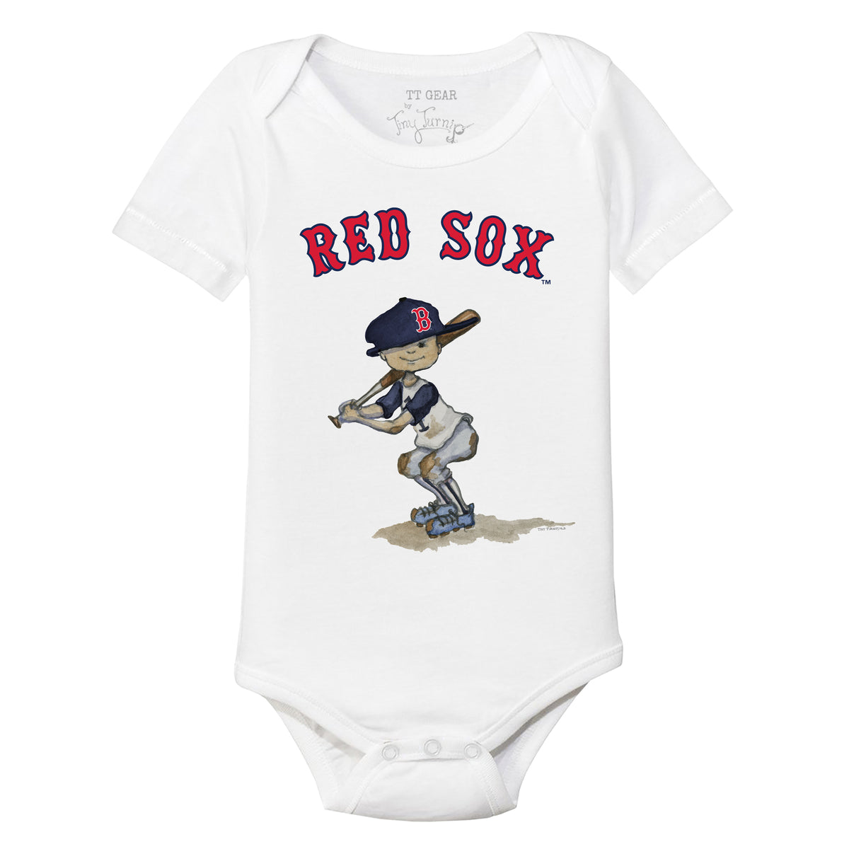 Infant Tiny Turnip Red Boston Sox Baseball Flag Bodysuit