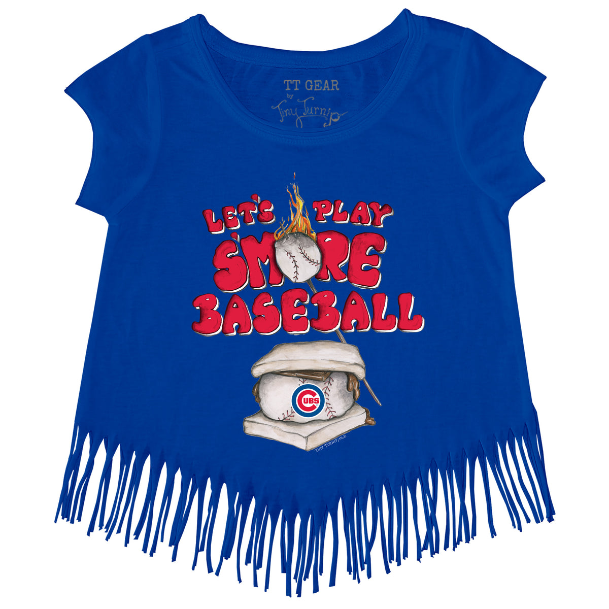 Chicago Cubs Tiny Turnip Toddler Base Stripe T-Shirt - White