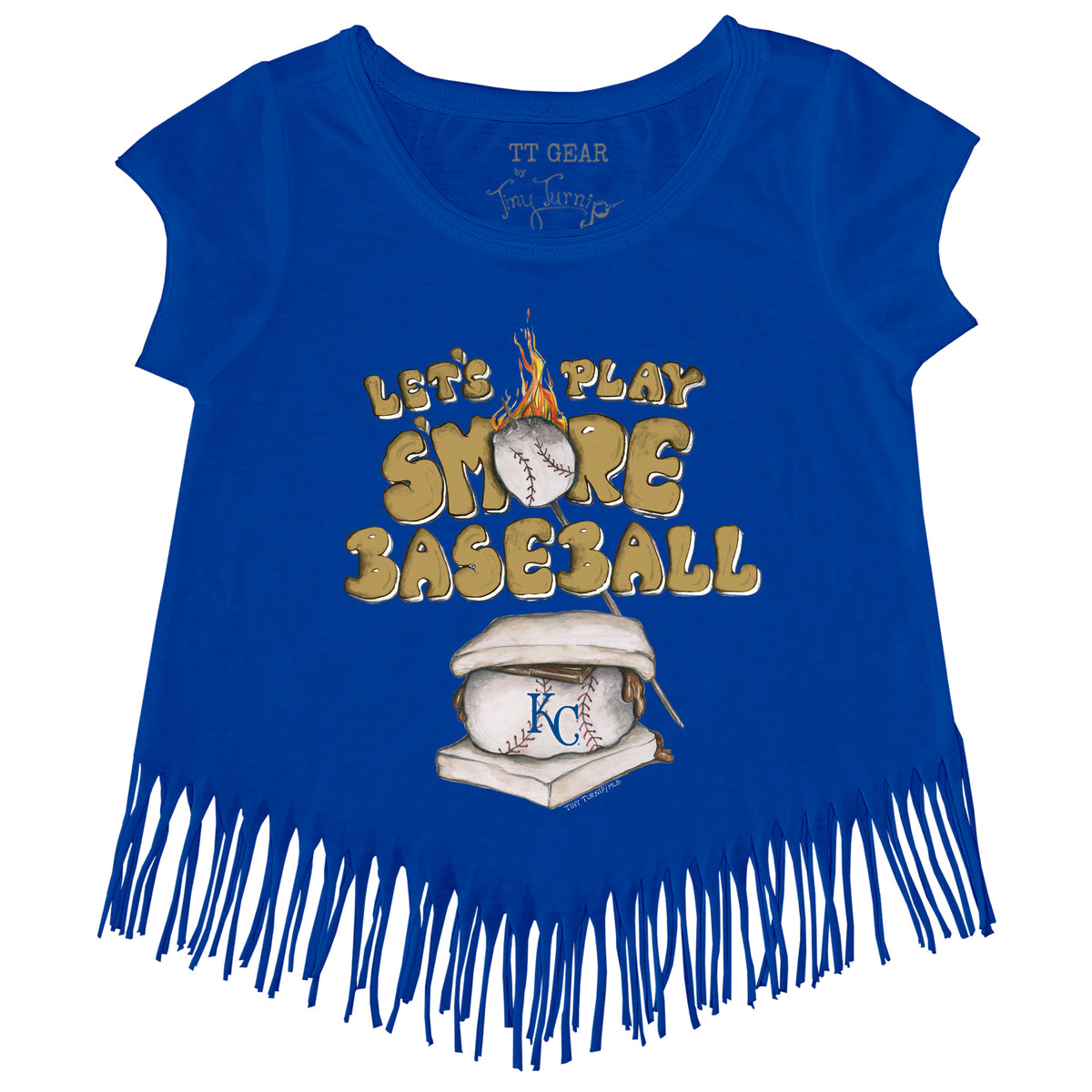 Women's Tiny Turnip Royal Kansas City Royals Stitched Baseball T-Shirt Size: 3XL