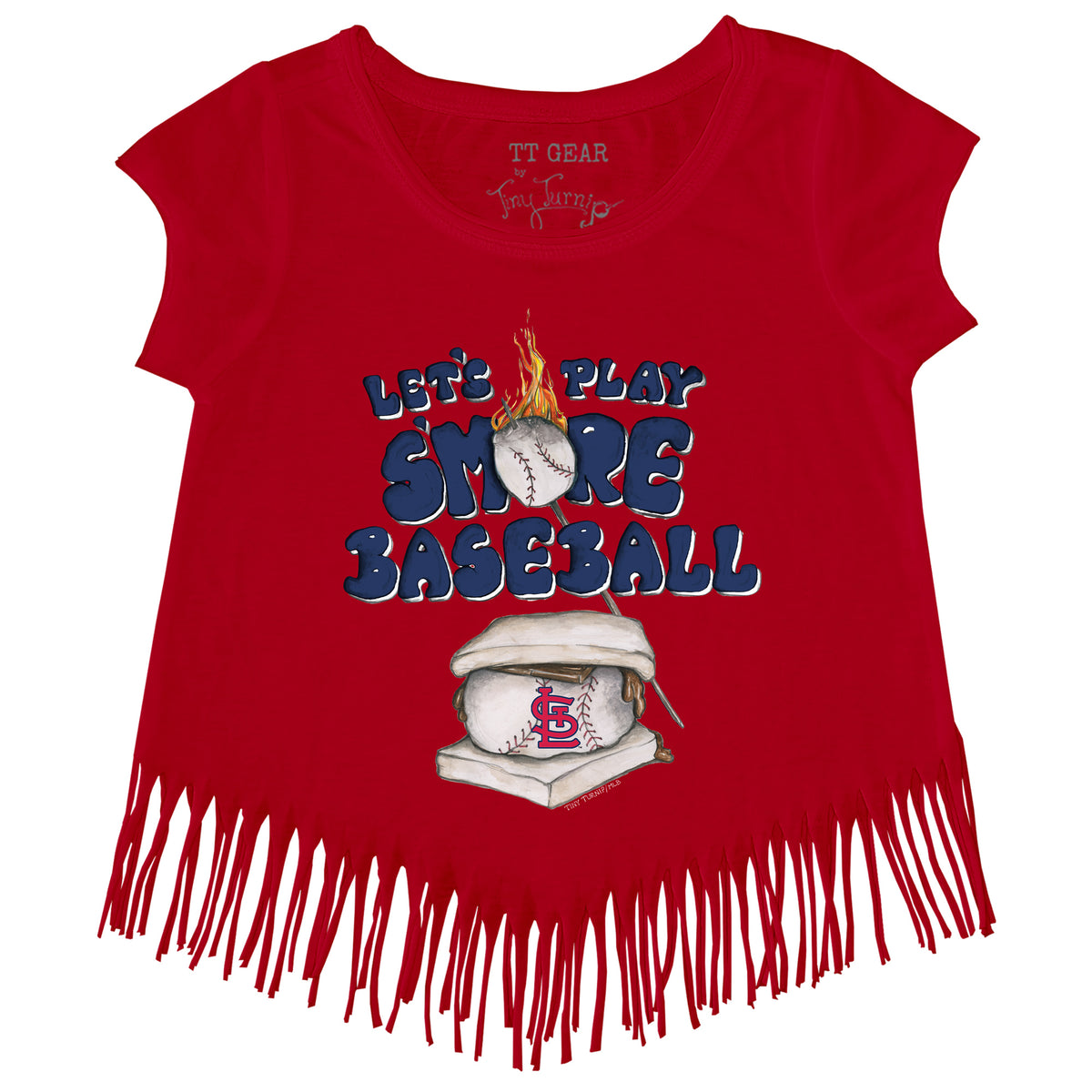 St. Louis Cardinals Tiny Turnip Girls Toddler Lucky Charm Fringe T-Shirt -  White