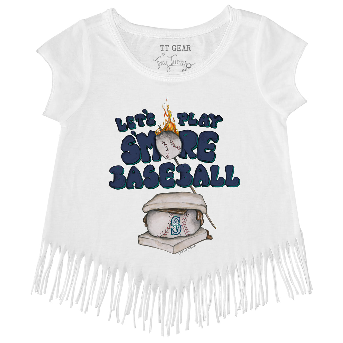 Girls Youth Tiny Turnip Navy Seattle Mariners 2023 Spring Training Fringe T-Shirt Size: Medium