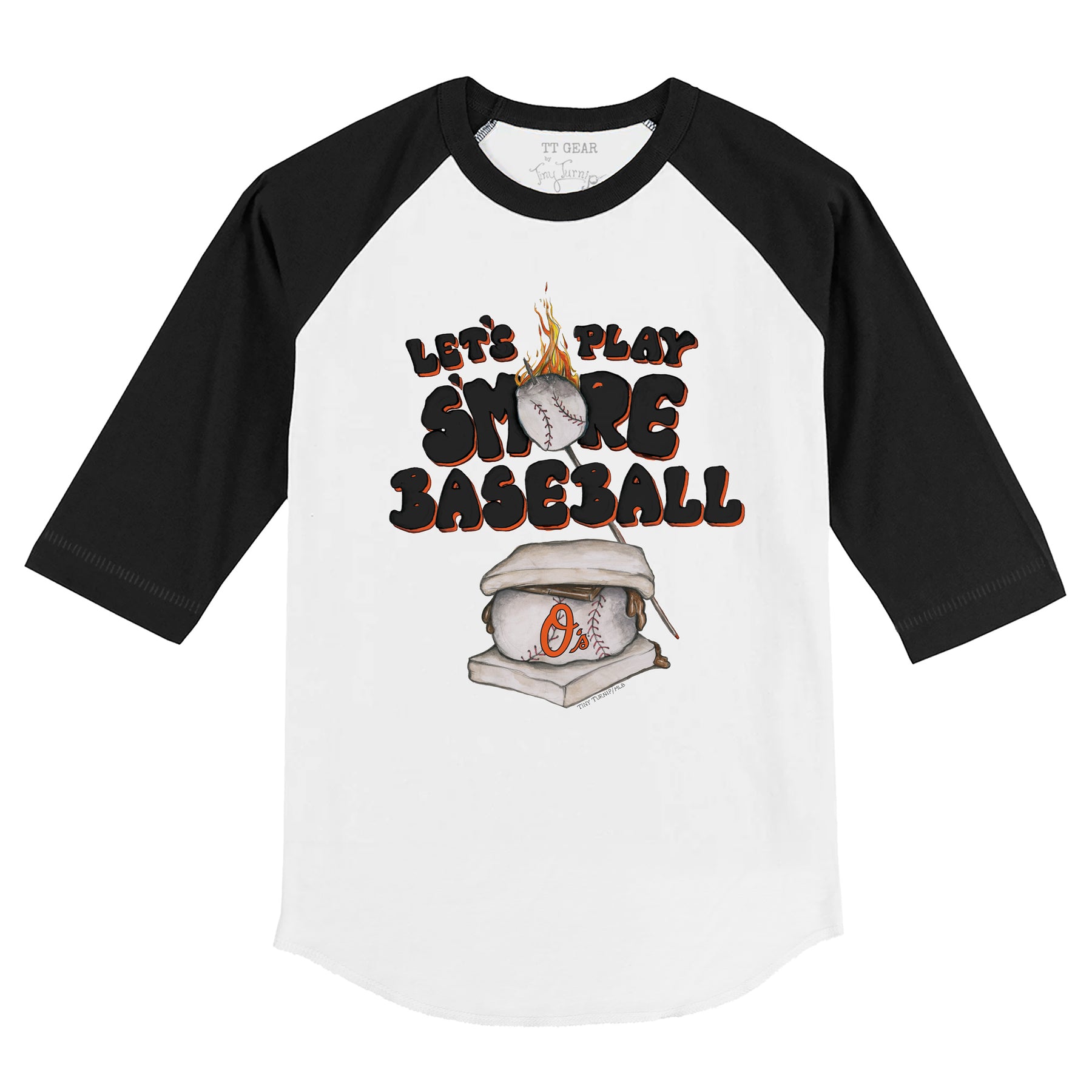 Baltimore Orioles S'mores 3/4 Black Sleeve Raglan