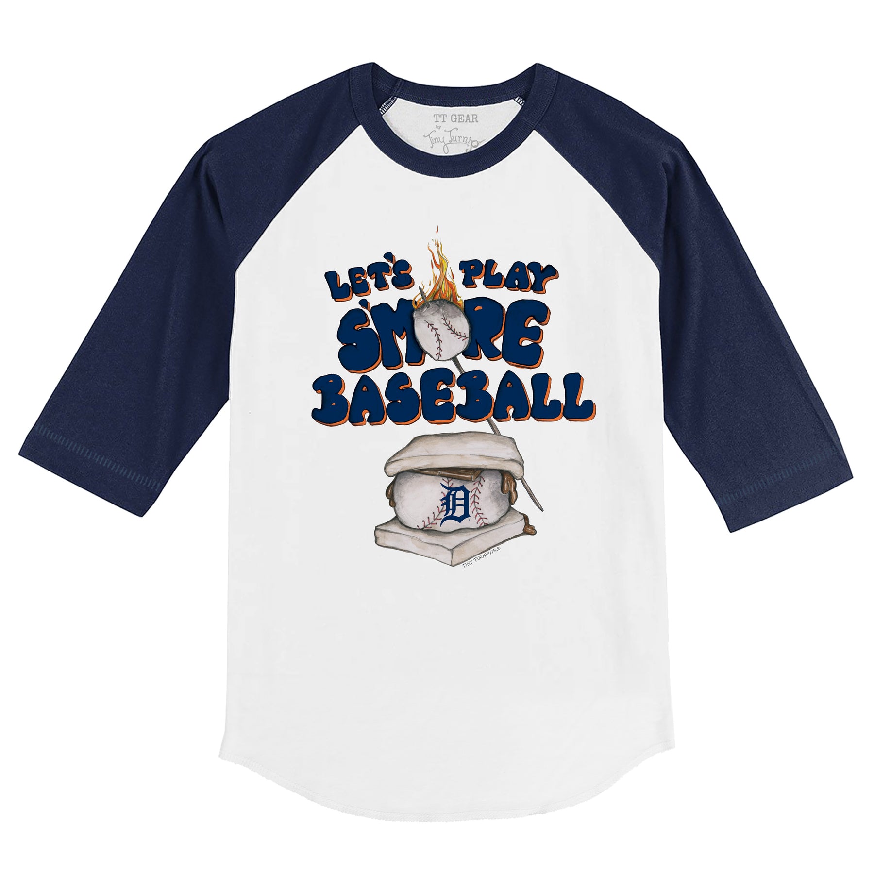 Detroit Tigers S'mores 3/4 Navy Blue Sleeve Raglan