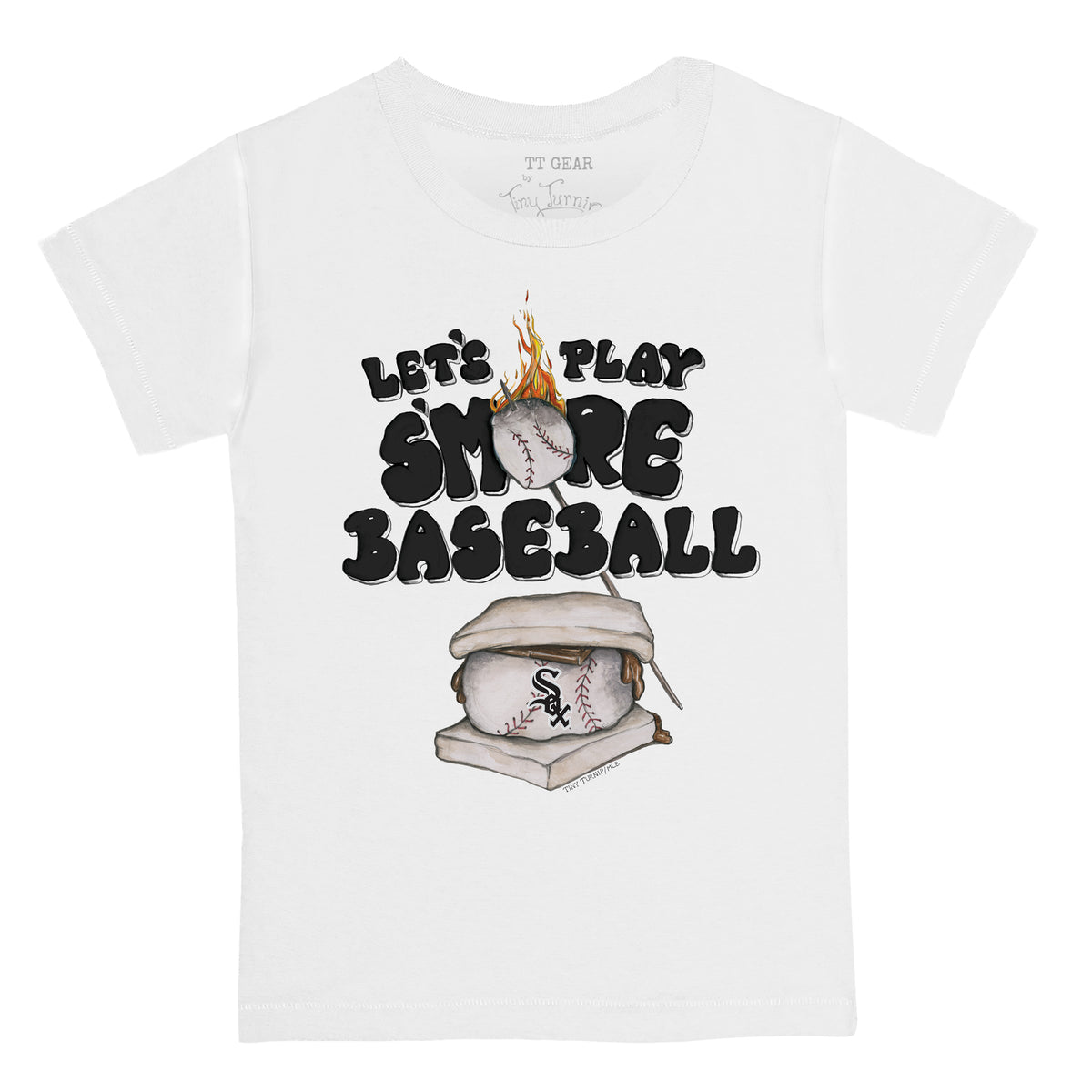 Toddler Tiny Turnip Black Chicago White Sox Heart Banner T-Shirt Size:3T