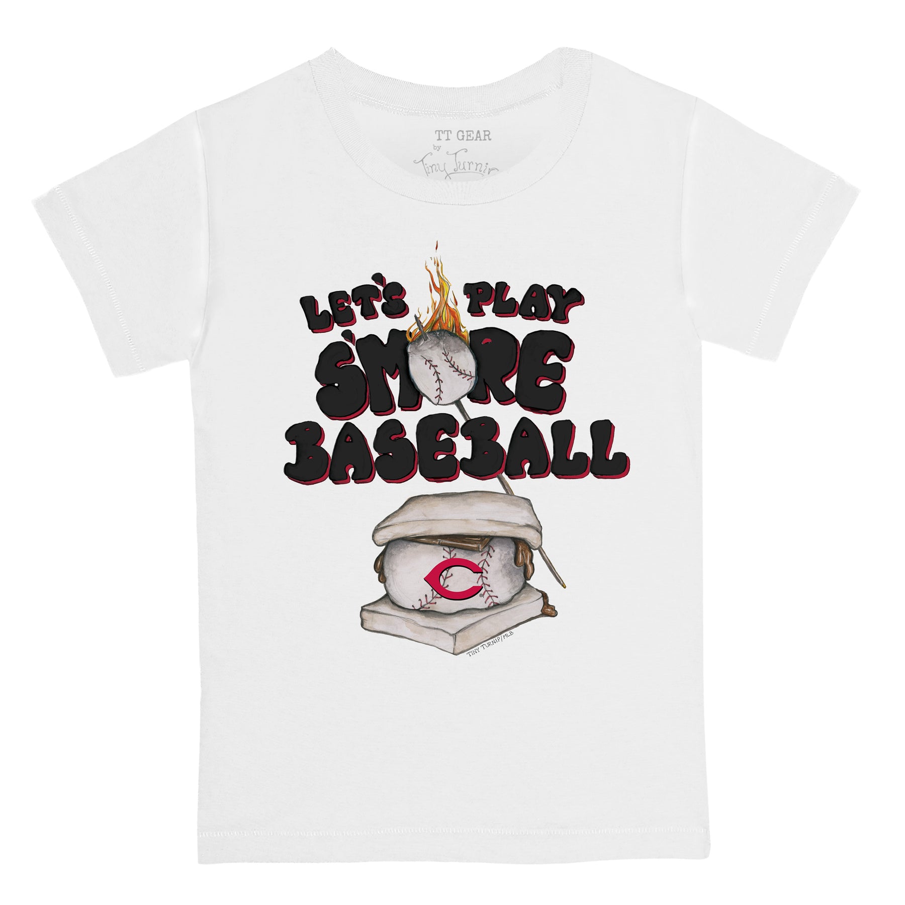 Cincinnati Reds Tiny Turnip Youth Stacked Raglan 3/4 Sleeve T-Shirt -  White/Black