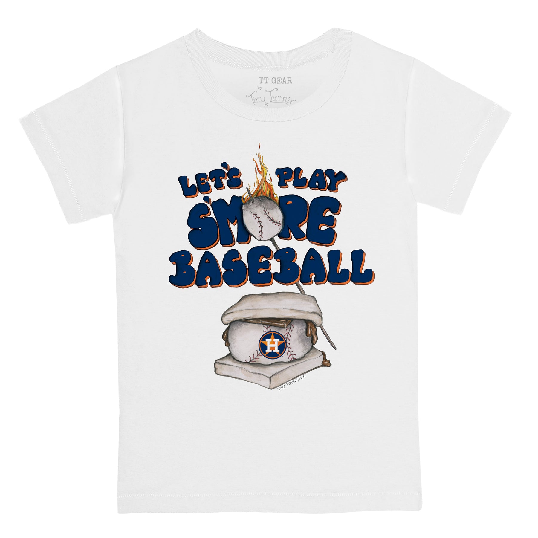 Women's Tiny Turnip White/Navy Houston Astros Baseball Love Raglan  3/4-Sleeve T-Shirt
