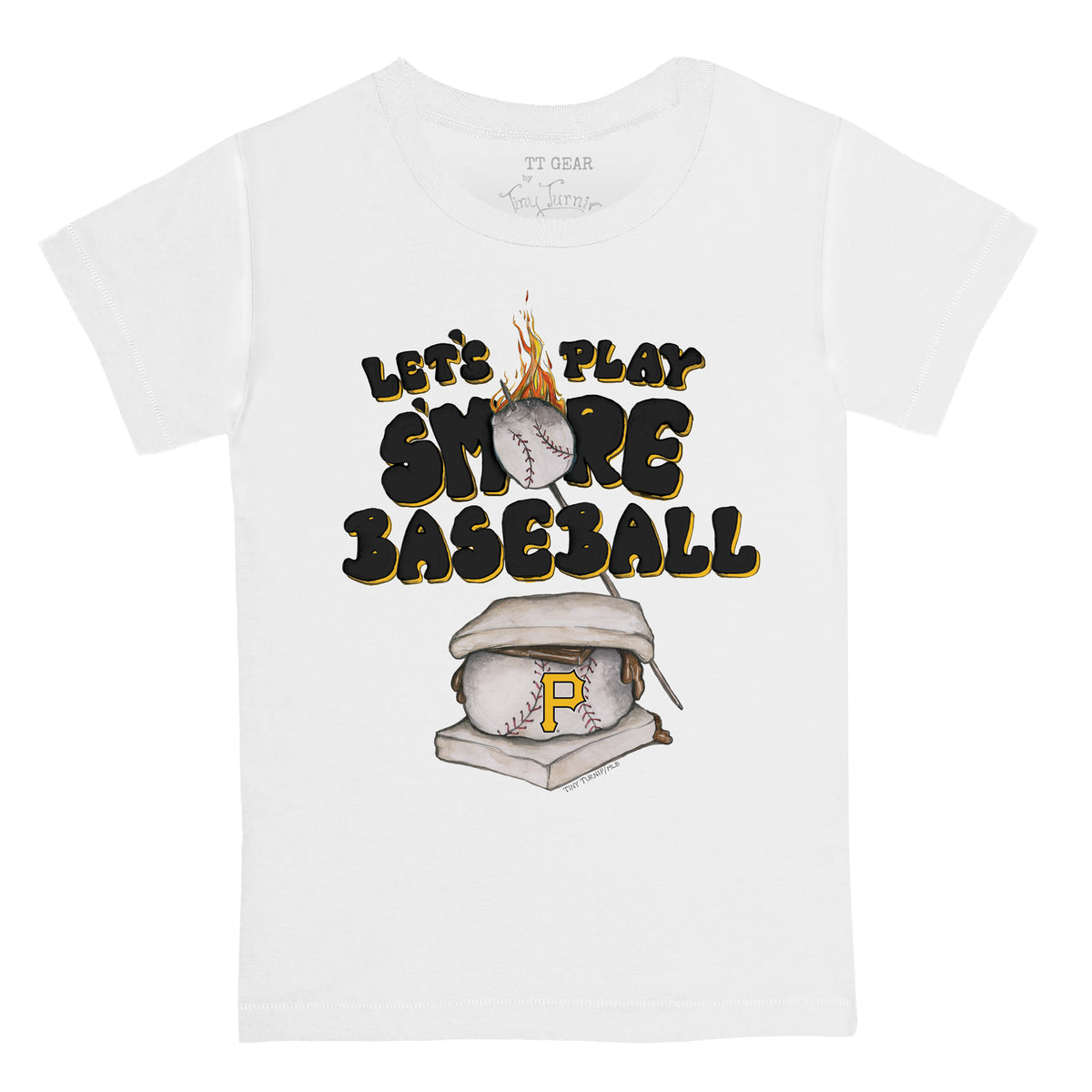 Toddler Tiny Turnip White Pittsburgh Pirates Baseball Bow T-Shirt