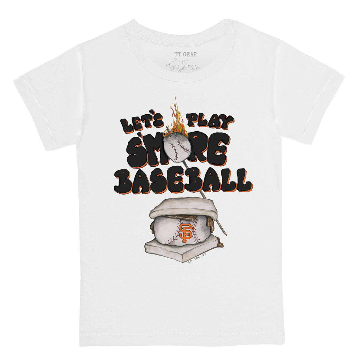 San Francisco Giants Tiny Turnip Youth Baseball Tear 3/4-Sleeve Raglan T- Shirt - White/Black