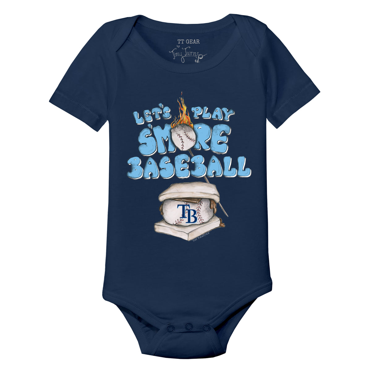 Youth Tiny Turnip Navy Tampa Bay Rays Baseball Bow T-Shirt