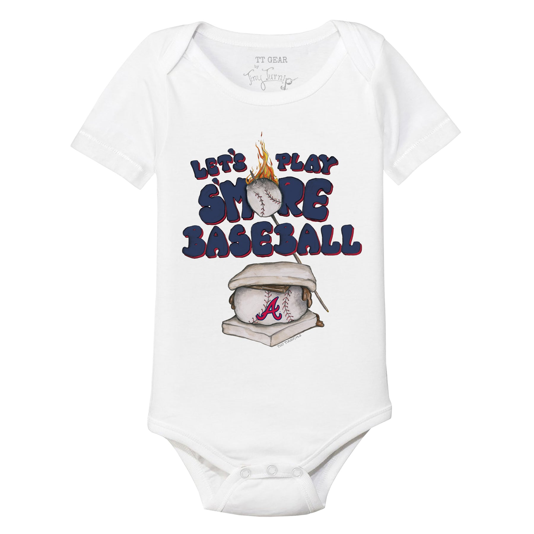 Atlanta Braves Babes Short Sleeve Snapper 6M / White