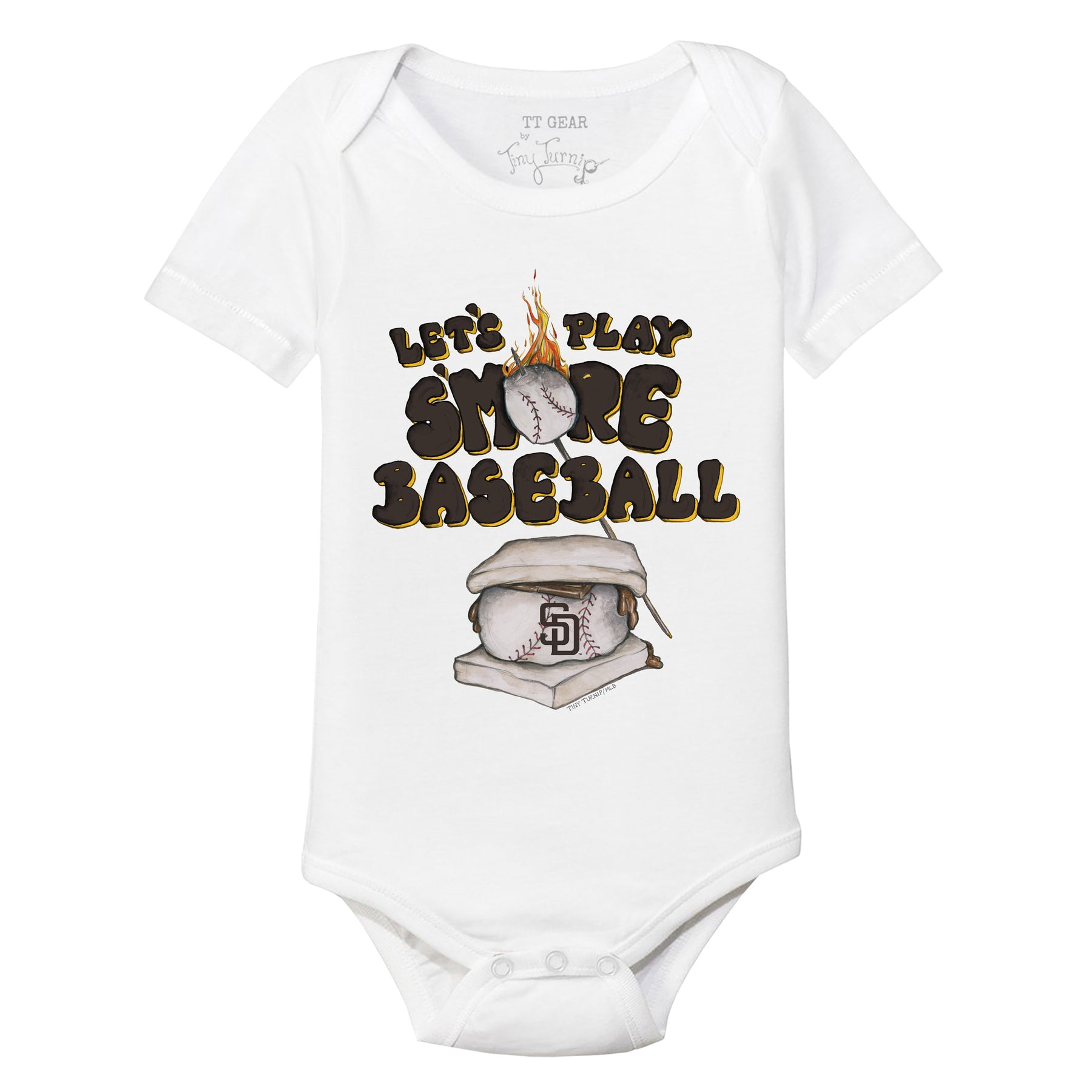 San Diego Padres Tiny Turnip Youth Dirt Ball 3/4-Sleeve Raglan T-Shirt -  White/Gold