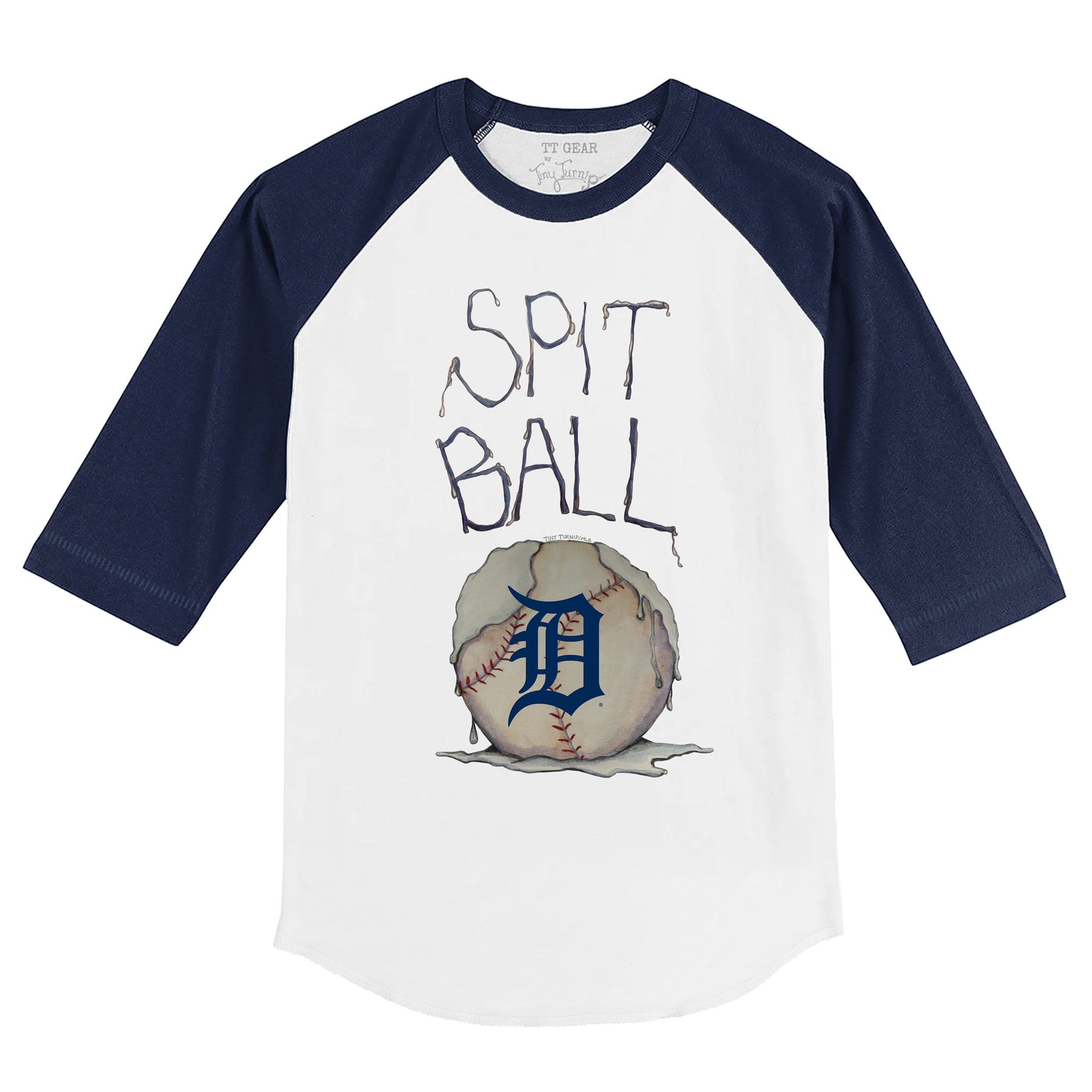 Detroit Tigers Spit Ball 3/4 Navy Blue Sleeve Raglan