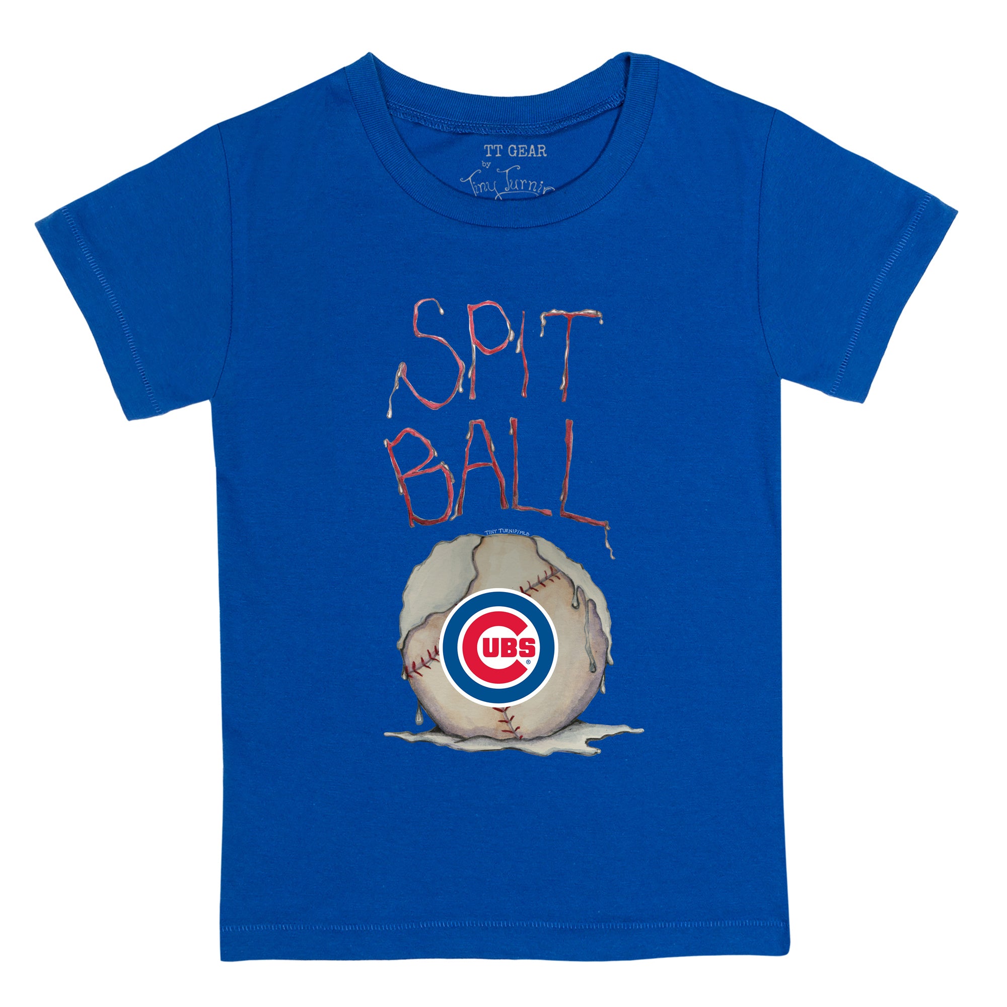 Infant Tiny Turnip White Chicago Cubs Spit Ball T-Shirt