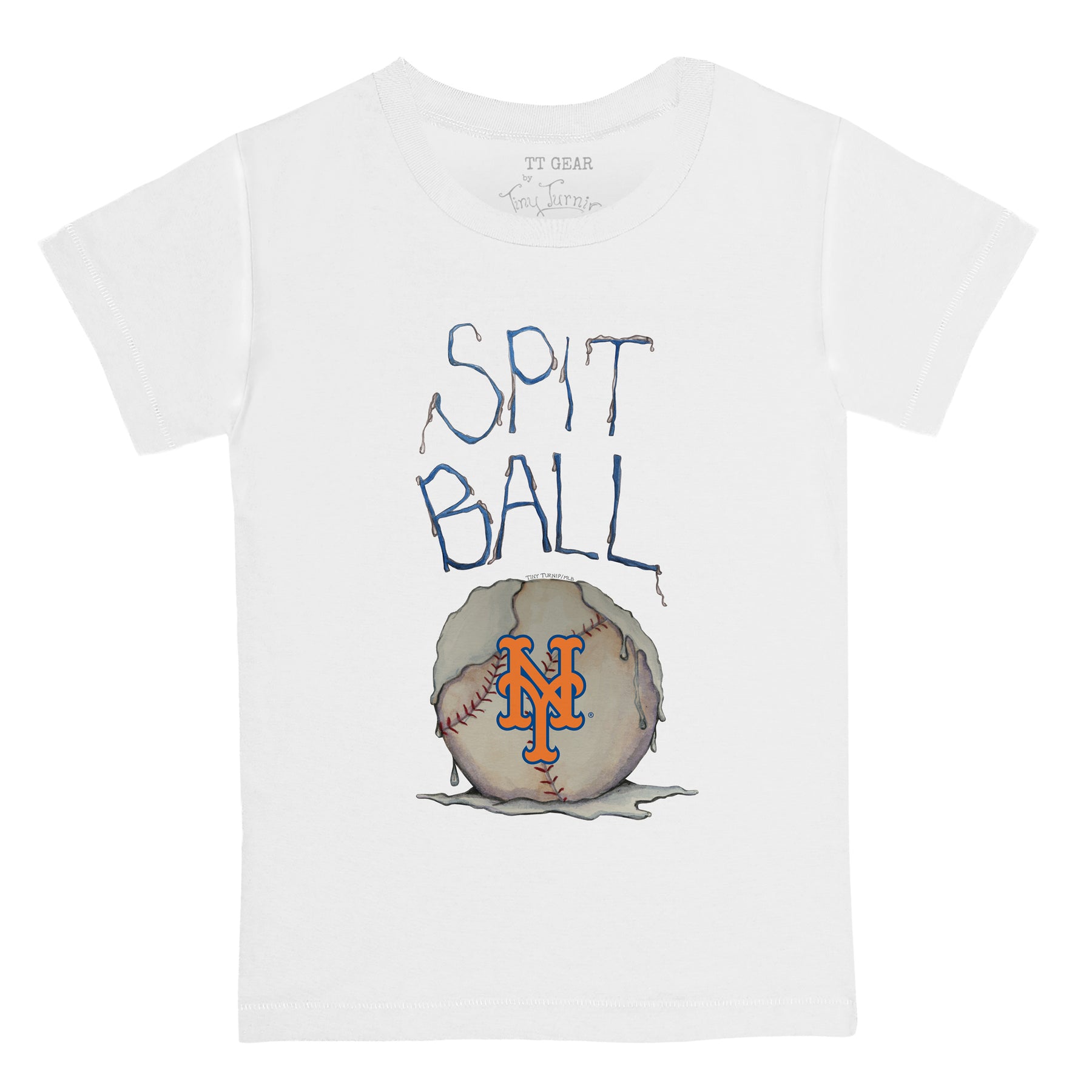 New York Mets Tiny Turnip Infant Slugger Raglan 3/4-Sleeve T-Shirt -  White/Royal