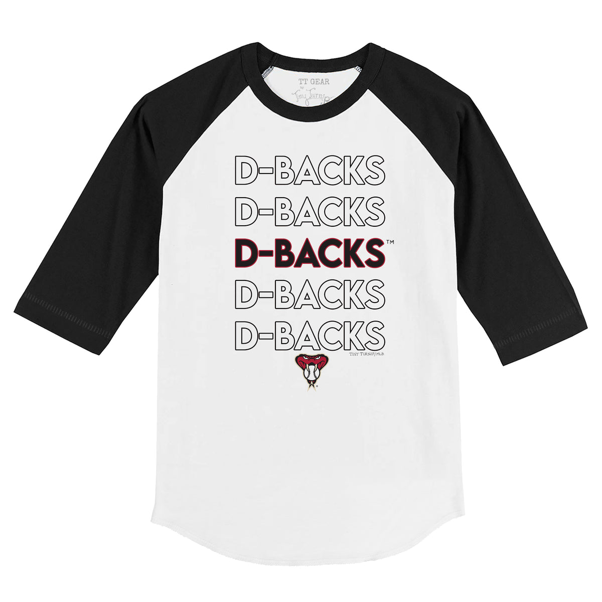 Arizona Diamondbacks Stacked 3/4 Black Sleeve Raglan