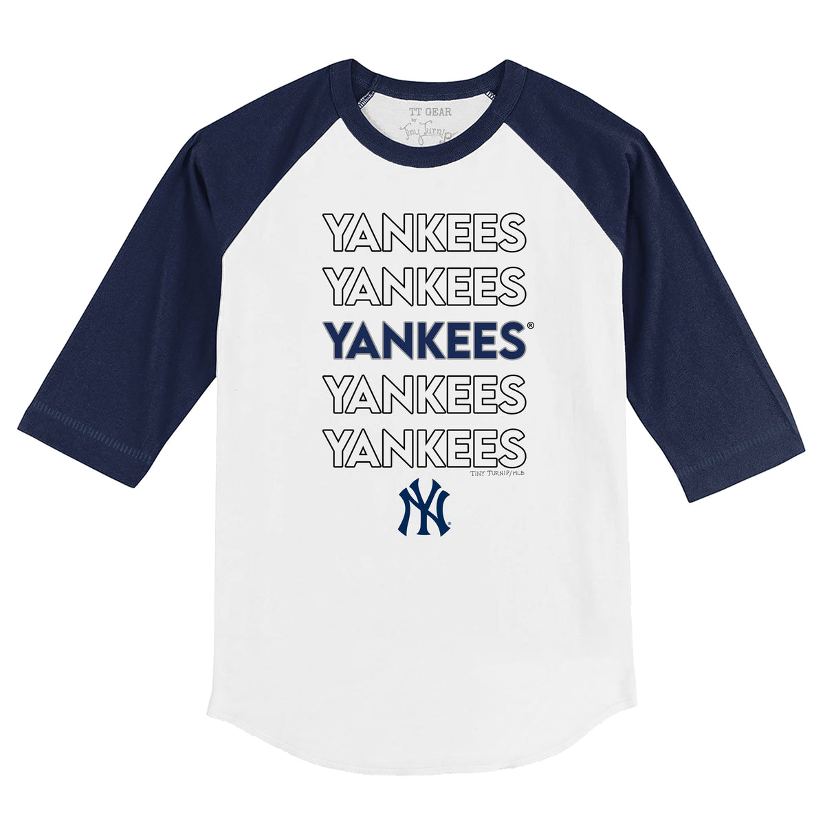 New York Yankees Stacked 3/4 Navy Blue Sleeve Raglan 12M