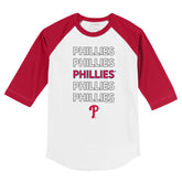 Philadelphia Phillies Stacked 3/4 Red Sleeve Raglan